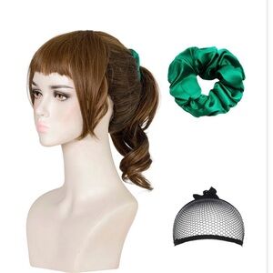 Short Blonde Ombre Wigs with Ponytail christmas new year party